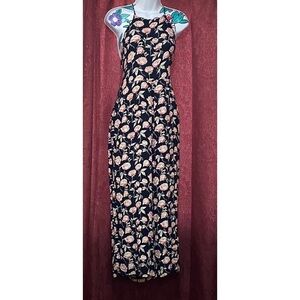 Full Tilt Navy Red Floral Halter Jumpsuit